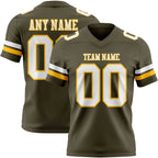 Custom Olive White-Gold Authentic Salute To Service Football Jersey