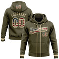 Custom Stitched Olive Vintage USA Flag-Cream Baseball Pullover Sweatshirt Hoodie