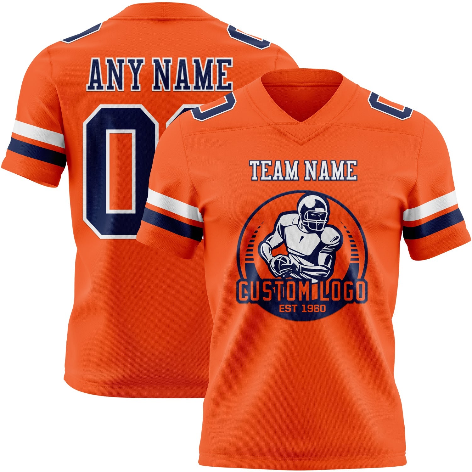 Custom Orange Navy-White Authentic Football Jersey