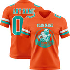 Custom Orange Aqua-White Authentic Football Jersey