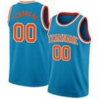 Custom Panther Blue Orange-White Authentic Basketball Jersey