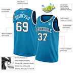 Custom Panther Blue White-Black Authentic Basketball Jersey