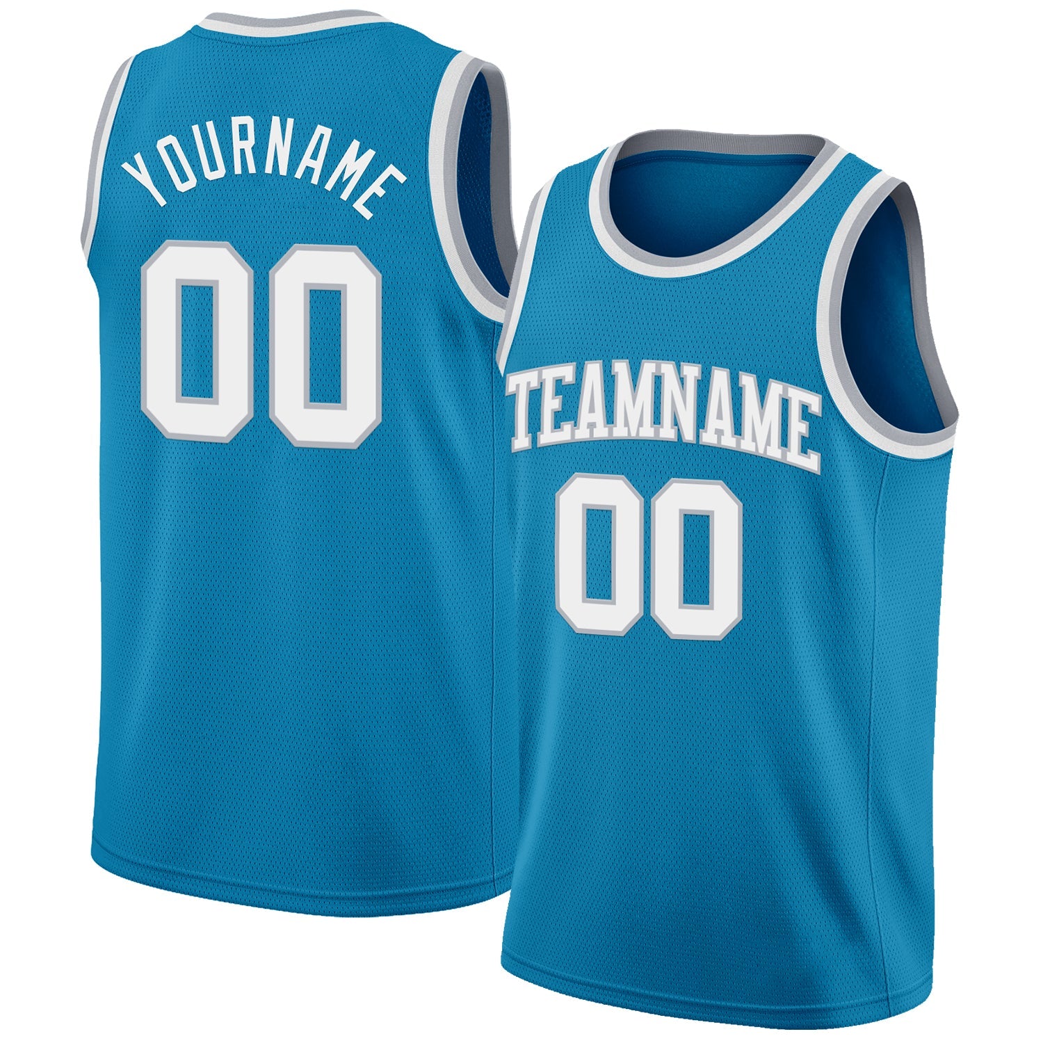 Custom Panther Blue White-Gray Authentic Basketball Jersey