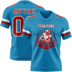 Custom Panther Blue Red-White Authentic Football Jersey