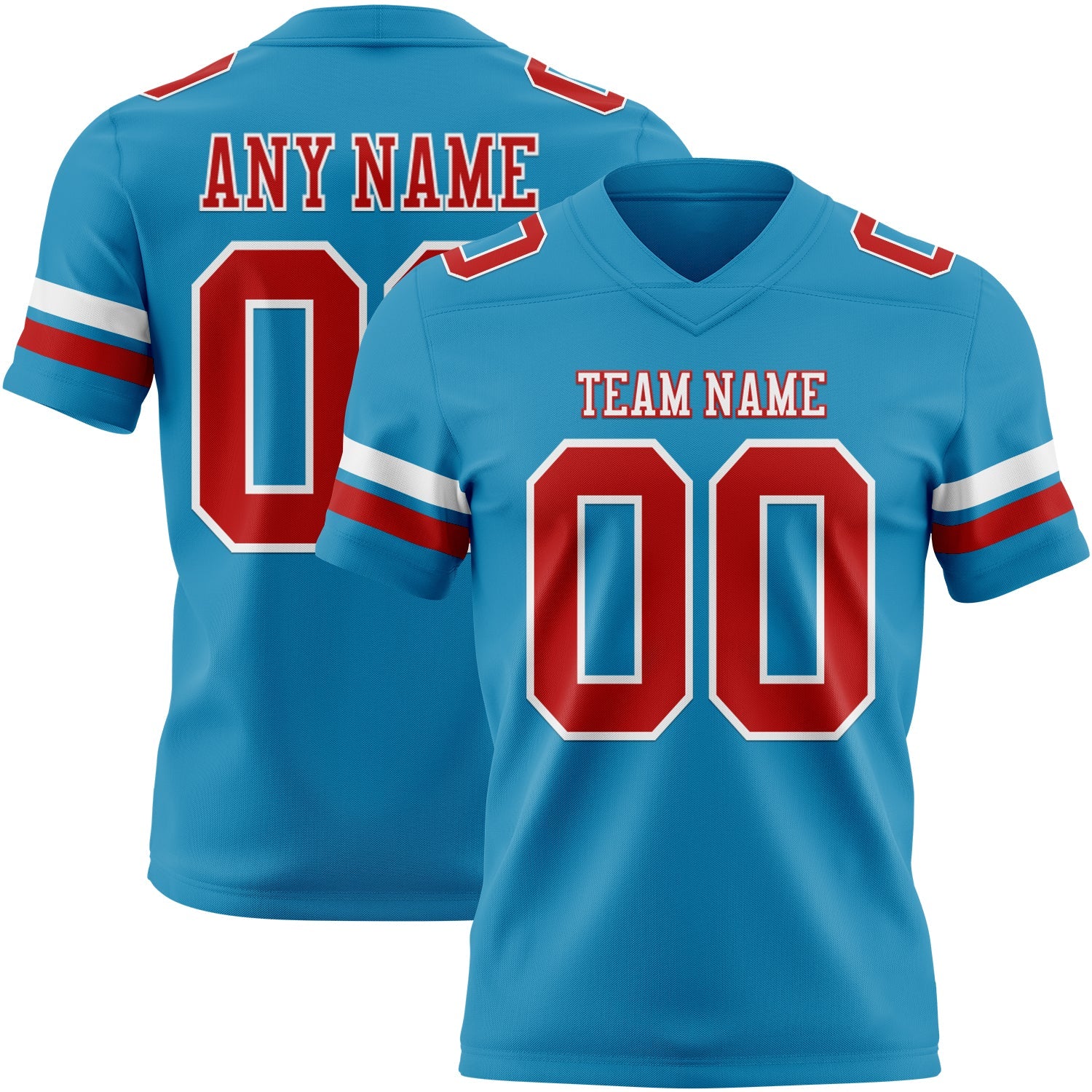 Custom Panther Blue Red-White Authentic Football Jersey