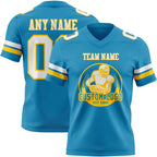 Custom Panther Blue White-Yellow Authentic Football Jersey