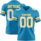 Custom Panther Blue White-Yellow Authentic Football Jersey