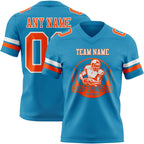 Custom Panther Blue Orange-White Authentic Football Jersey