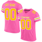Custom Pink Gold-White Mesh Authentic Football Jersey