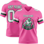 Custom Pink White-Kelly Green Authentic Football Jersey