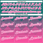 Custom Teal Pink-White 3D Pattern Design Gradient Square Shape Performance Polo Shirt