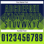 Custom Navy Neon Green 3D Pattern Design Gradient Square Shape Performance Polo Shirt