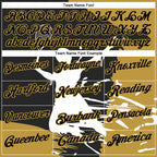 Custom Black Old Gold-White 3D Tennis Performance Polo Shirt