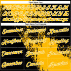 Custom Gold Black-White 3D Pattern Design Abstract Brush Stroke Performance Polo Shirt