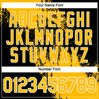 Custom Gold Black-White 3D Pattern Design Abstract Brush Stroke Performance Polo Shirt