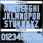 Custom Light Blue Black-White 3D Pattern Design Abstract Brush Stroke Performance Polo Shirt