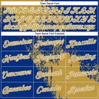 Custom Old Gold Royal-White 3D Pattern Design Abstract Brush Stroke Performance Polo Shirt