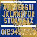 Custom Old Gold Royal-White 3D Pattern Design Abstract Brush Stroke Performance Polo Shirt