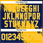 Custom Gold Navy-White 3D Pattern Design Abstract Brush Stroke Performance Polo Shirt