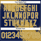 Custom Old Gold Navy-White 3D Pattern Design Abstract Brush Stroke Performance Polo Shirt