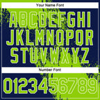 Custom Neon Green Navy-White 3D Pattern Design Abstract Brush Stroke Performance Polo Shirt