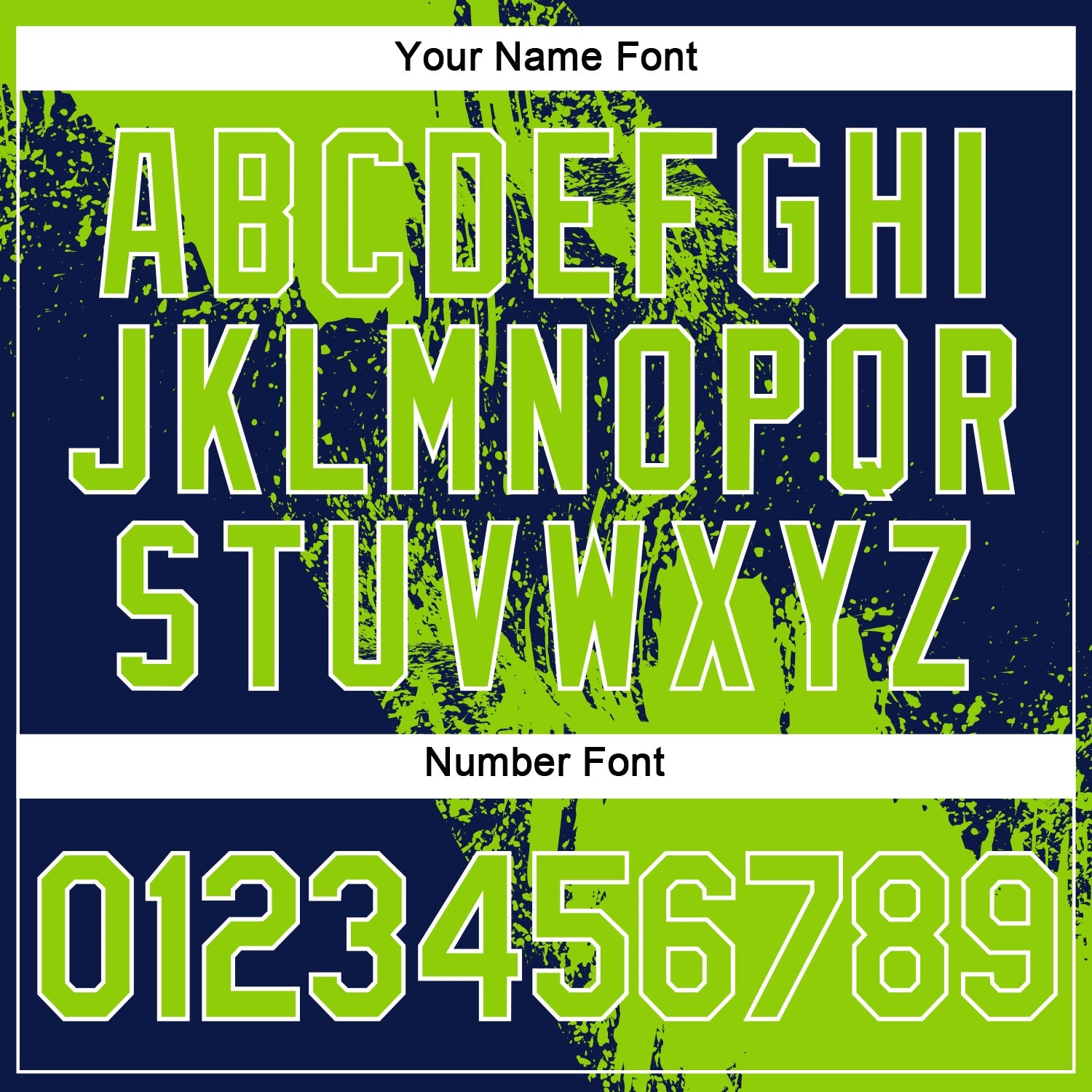 Custom Neon Green Navy-White 3D Pattern Design Abstract Brush Stroke Performance Polo Shirt