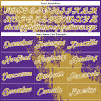 Custom Old Gold Purple-White 3D Pattern Design Abstract Brush Stroke Performance Polo Shirt