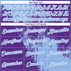 Custom Light Blue Purple-White 3D Pattern Design Abstract Brush Stroke Performance Polo Shirt