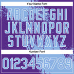 Custom Light Blue Purple-White 3D Pattern Design Abstract Brush Stroke Performance Polo Shirt