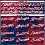 Custom Crimson Navy-White 3D Pattern Design Abstract Brush Stroke Performance Polo Shirt