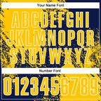 Custom Yellow Navy-White 3D Pattern Design Abstract Brush Stroke Performance Polo Shirt