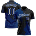 Custom US Navy Blue Black-White 3D Pattern Design Abstract Brush Stroke Performance Polo Shirt