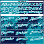 Custom Teal Navy-White 3D Pattern Design Abstract Brush Stroke Performance Polo Shirt