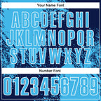 Custom Sky Blue Navy-White 3D Pattern Design Abstract Brush Stroke Performance Polo Shirt