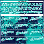 Custom Aqua Navy-White 3D Pattern Design Abstract Brush Stroke Performance Polo Shirt