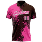 Custom Pink Brown-White 3D Pattern Design Abstract Brush Stroke Performance Polo Shirt