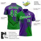 Custom Grass Green Purple-White 3D Pattern Design Abstract Brush Stroke Performance Polo Shirt