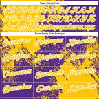 Custom Yellow Purple-White 3D Pattern Design Abstract Brush Stroke Performance Polo Shirt