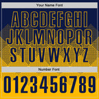 Custom Navy Gold 3D Gradient Square Shape Performance Polo Shirt