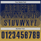 Custom Navy Old Gold 3D Gradient Square Shape Performance Polo Shirt