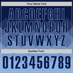 Custom Navy Light Blue 3D Gradient Square Shape Performance Polo Shirt