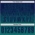 Custom Navy Teal 3D Gradient Square Shape Performance Polo Shirt