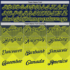 Custom Navy Neon Yellow 3D Gradient Square Shape Performance Polo Shirt