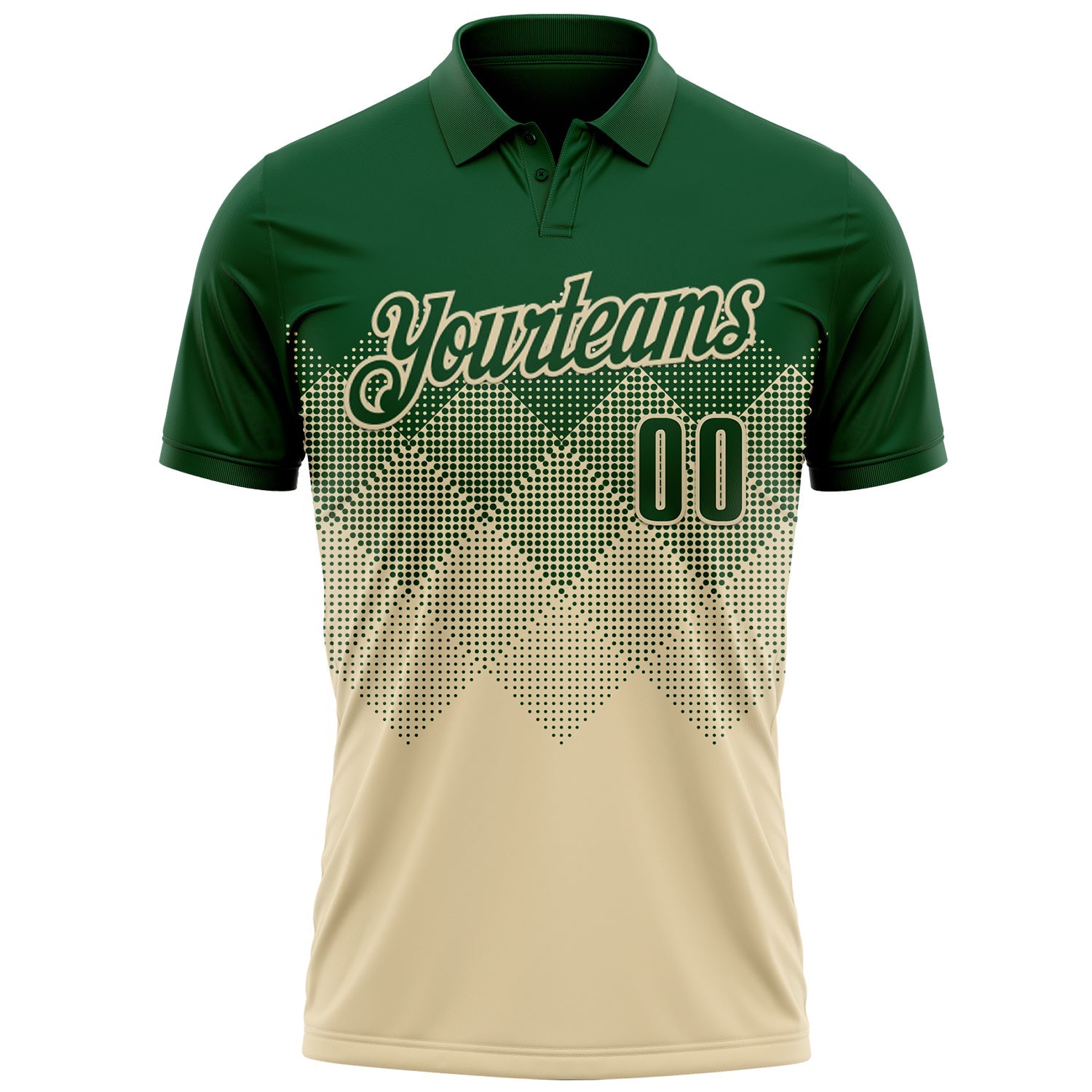 Custom Green Cream 3D Gradient Square Shape Performance Polo Shirt