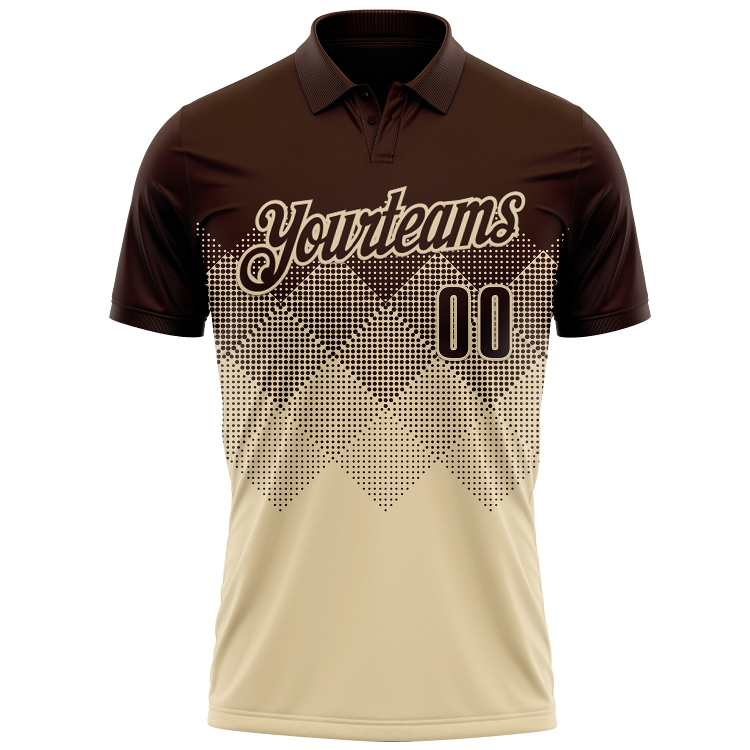 Custom Brown Cream 3D Gradient Square Shape Performance Polo Shirt