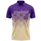 Custom Purple Cream 3D Gradient Square Shape Performance Polo Shirt