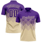 Custom Purple Cream 3D Gradient Square Shape Performance Polo Shirt