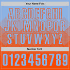 Custom Light Blue Orange 3D Gradient Square Shape Performance Polo Shirt