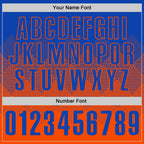 Custom Thunder Blue Orange 3D Gradient Square Shape Performance Polo Shirt