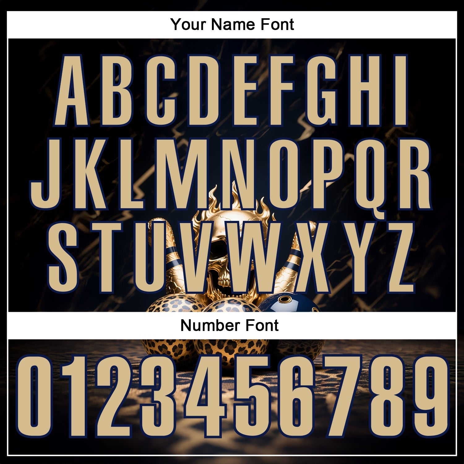 Custom Black Vegas Gold-Navy 3D Leopard Print Metal Skull Bowling Performance Polo Shirt